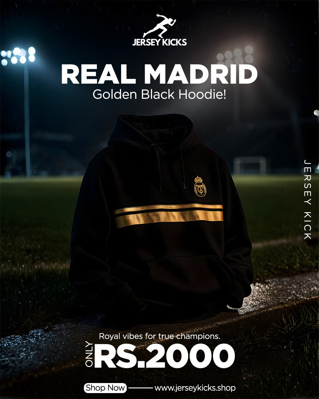 REAL MADRID GOLDEN BLACK HOODIE